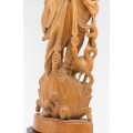 veche statueta hindusa Saraswati. lemn de kadam si abanos. India 
